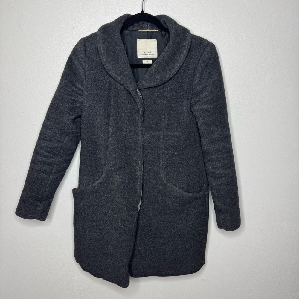 Aritzia Wilfred Women's Italian Grey Wool Blend Cocoon Coat